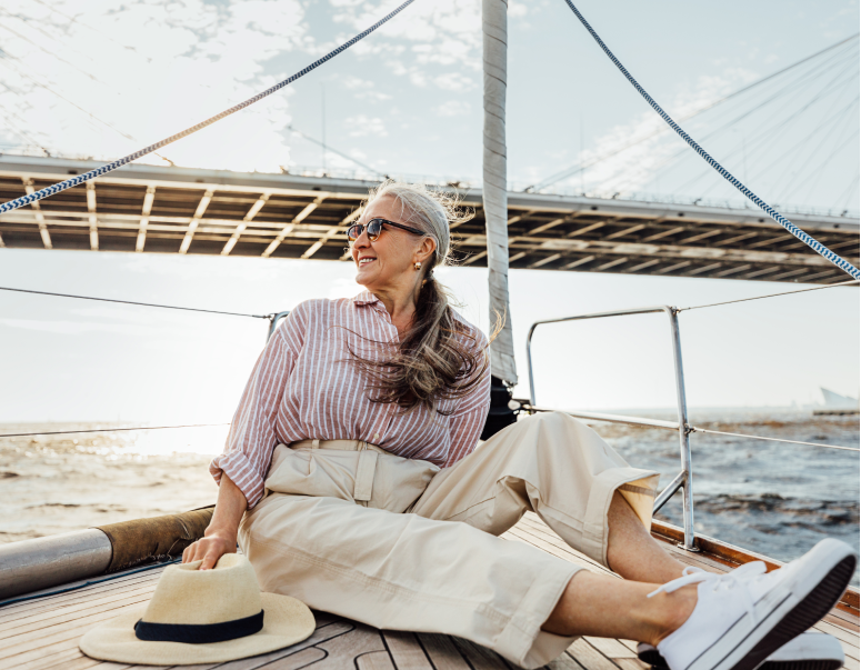 Woman enjoying life on a boat